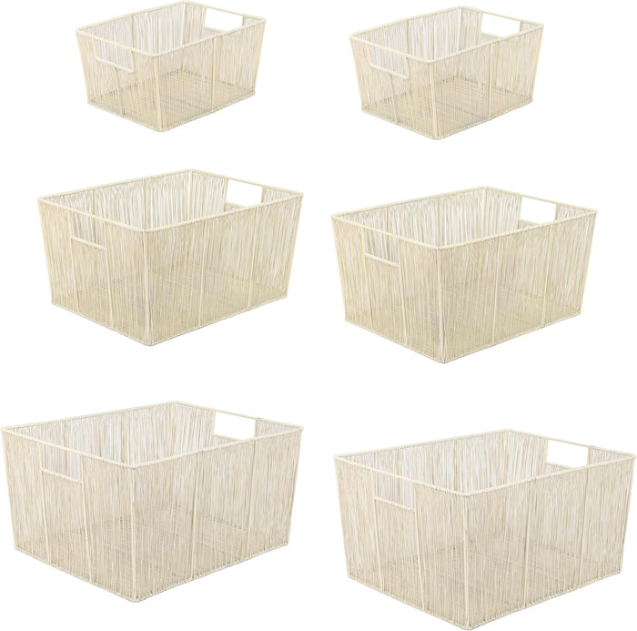 happimess Sutton 6-Piece Nesting Mild Steel Storage Baskets 16", Almond