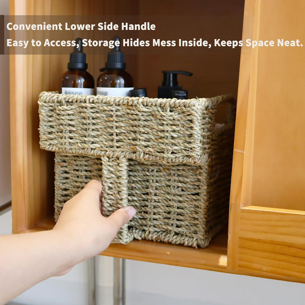 GYASVWU Seagrass Pantry Baskets for Organizing, Wicker Storage Baskets for Hi...