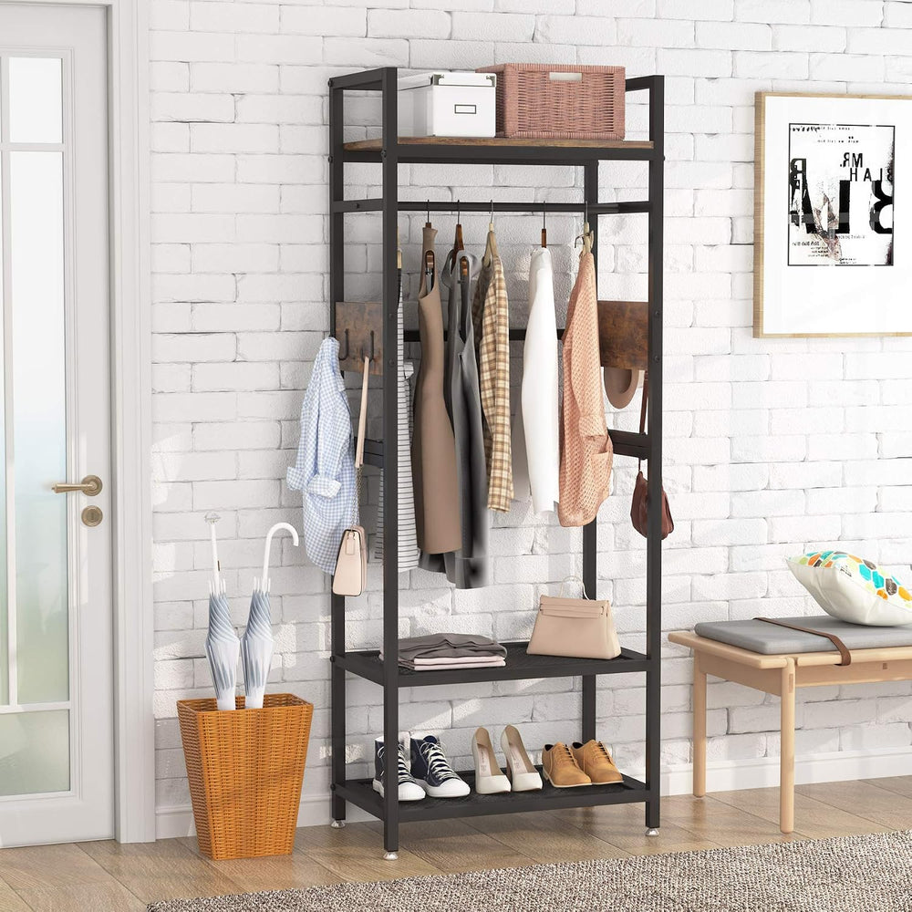Tribesigns Small Heavy Duty Clothes Rack Set of 10 with Shelf and Hanging Rod...