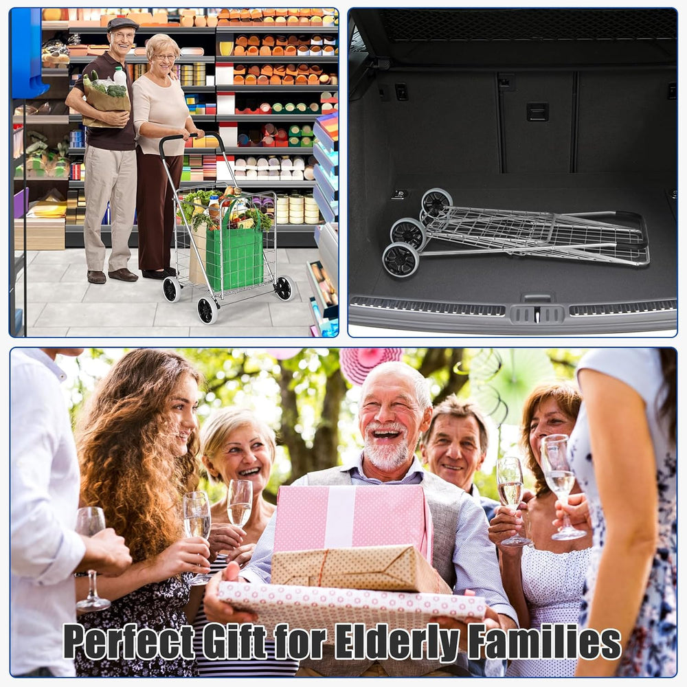 IRONMAX Grocery Shopping Cart, Foldable Heavy Duty Utility Cart w/Large Wheel...