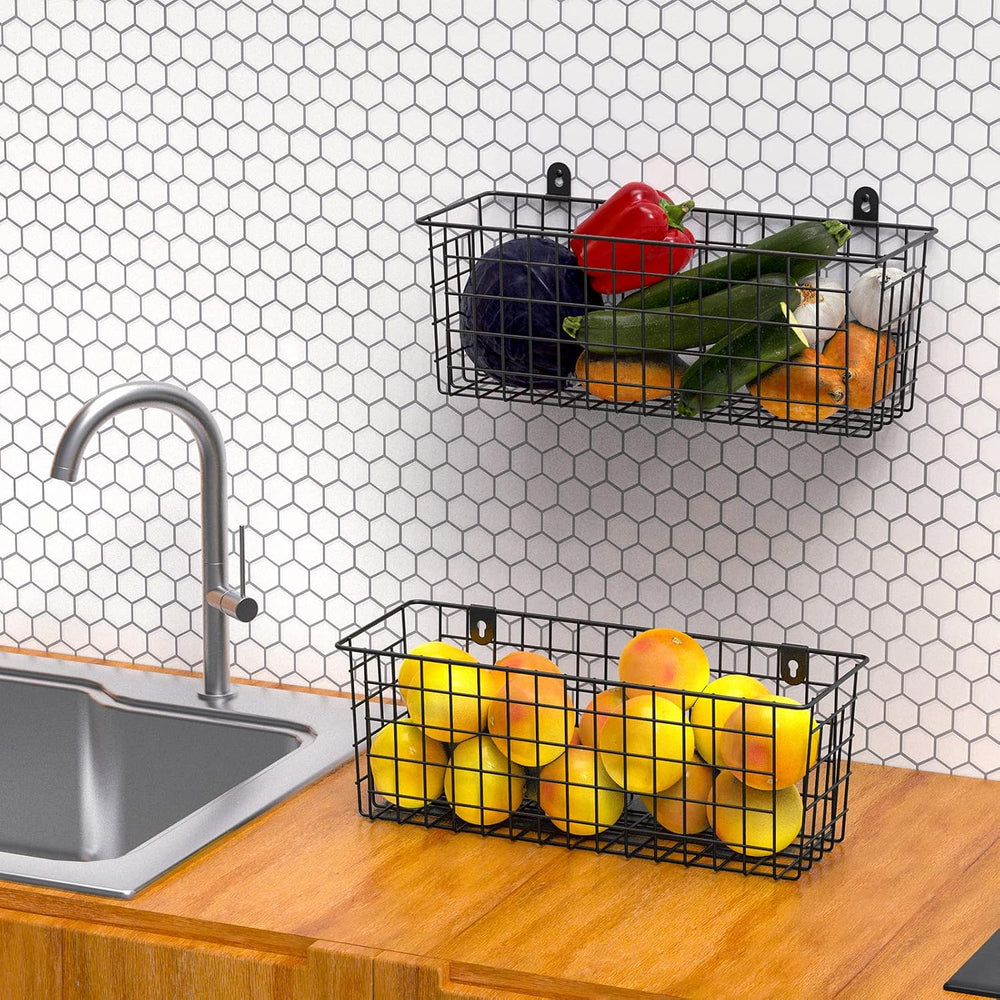 MaraFansie Extra Large Hanging Wall Basket 4-Pack Wall Mounted Wire Basket Ca...