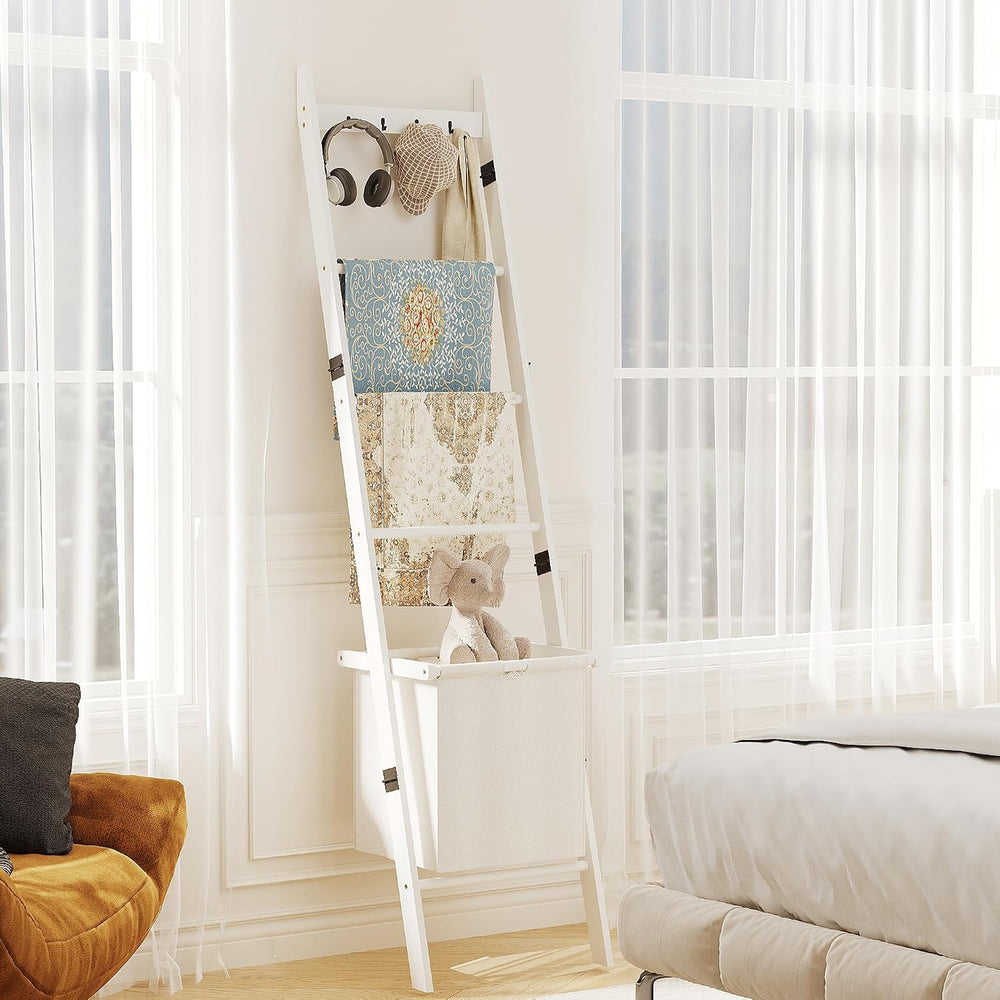 BAMBANG 6-Tier Blanket Ladder for Living Room, Blanket Quilt Ladder Rack Rust...
