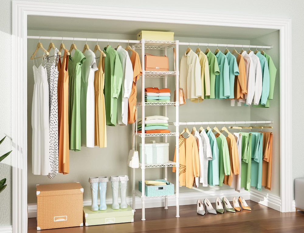 Ulif M1 Closet Storage Organizer System, 6 Tiers Heavy Duty Metal Garment Rac...
