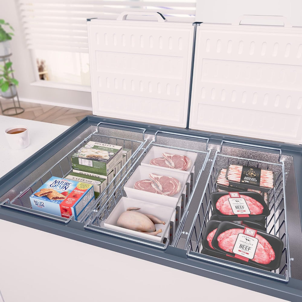 SANNO Chest Freezer Baskets, Stainless Steel Storage Organizer Bins with Stur...