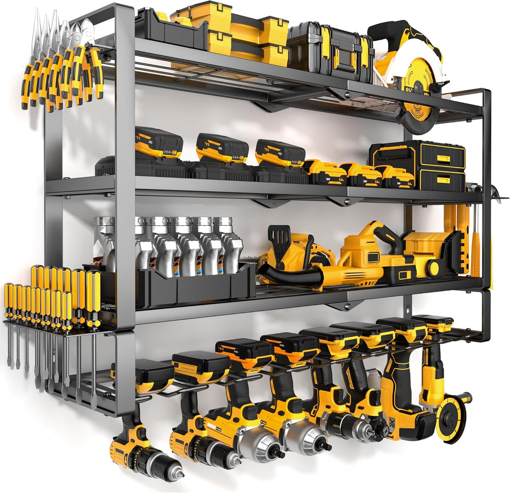 MOOMSINE Large Power Tool Organizer Wall Mount for Garage, 4-Tier Heavy Duty ...