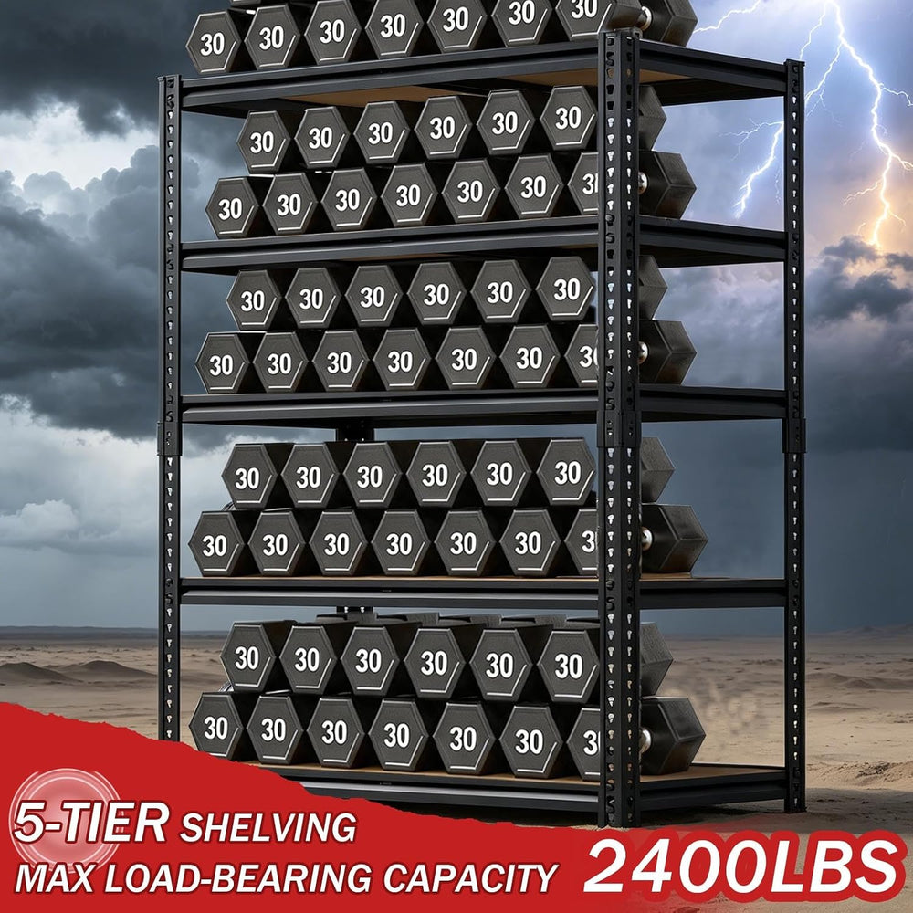 Storage Shelves Unit,40" W 5-Tier Garage Shelving Heavy Duty Metal Adjus...