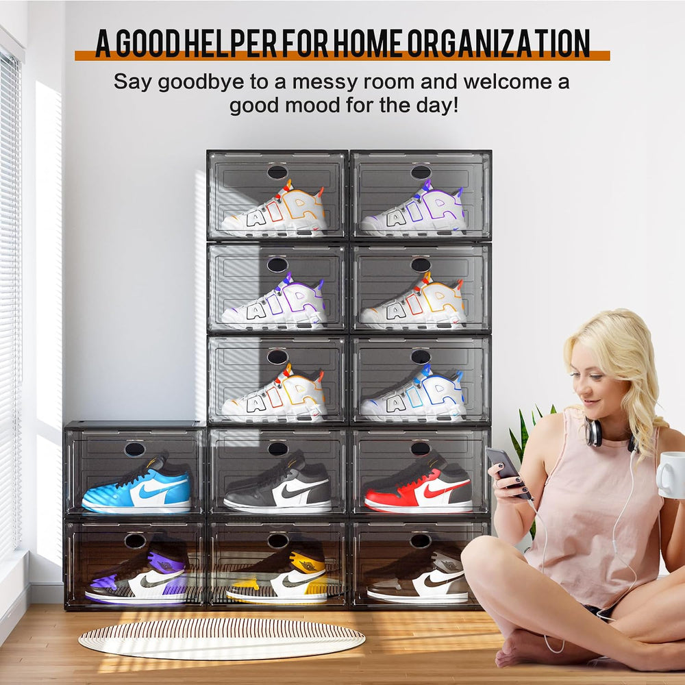 KEFA 1 PACK XL Shoe Storage Box Side Open Shoe Organizer