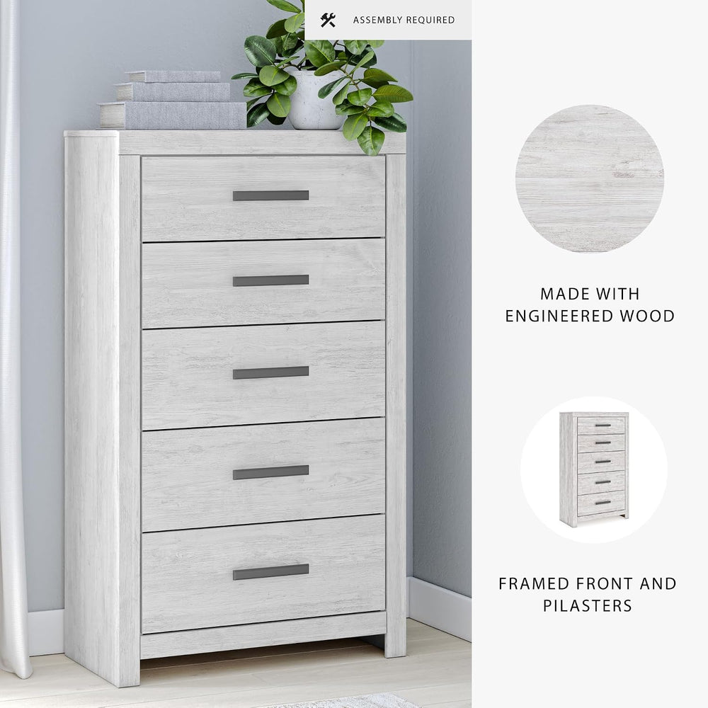 Signature Design by Ashley Cayboni Vintage 5 Drawer Wide Chest with Safety St...