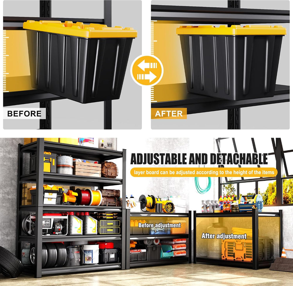 71" H Garage Shelving 5-Tier Heavy Duty Storage Shelves, Adjustable Meta...