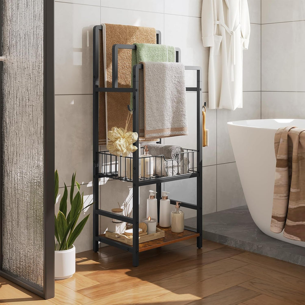 HOOBRO 3-Tier Freestanding Towel Rack with Storage Shelf for Bathroom