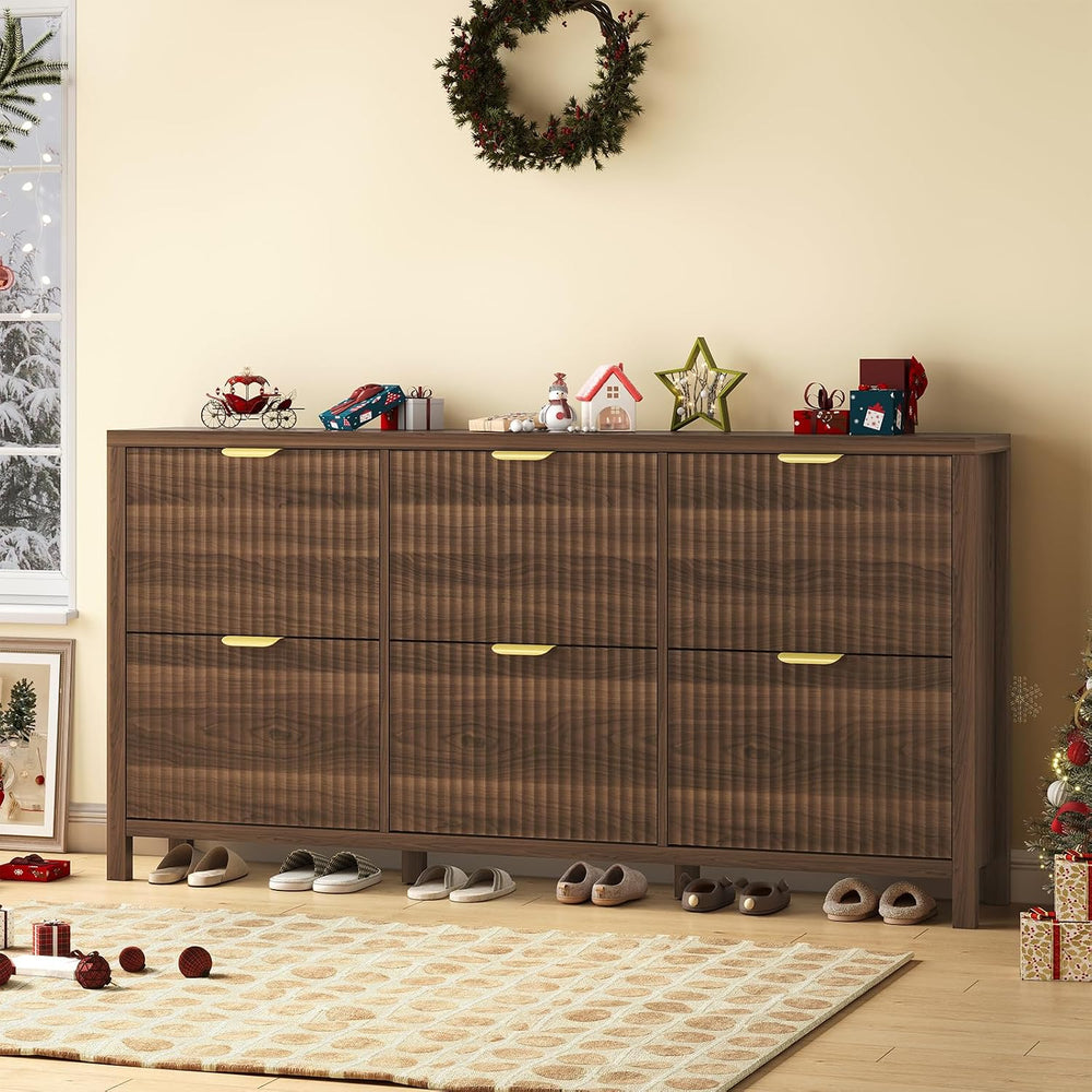 YOMILUVE 63" Shoe Cabinet Storage for Entryway, Fluted Shoe Cabinet with...