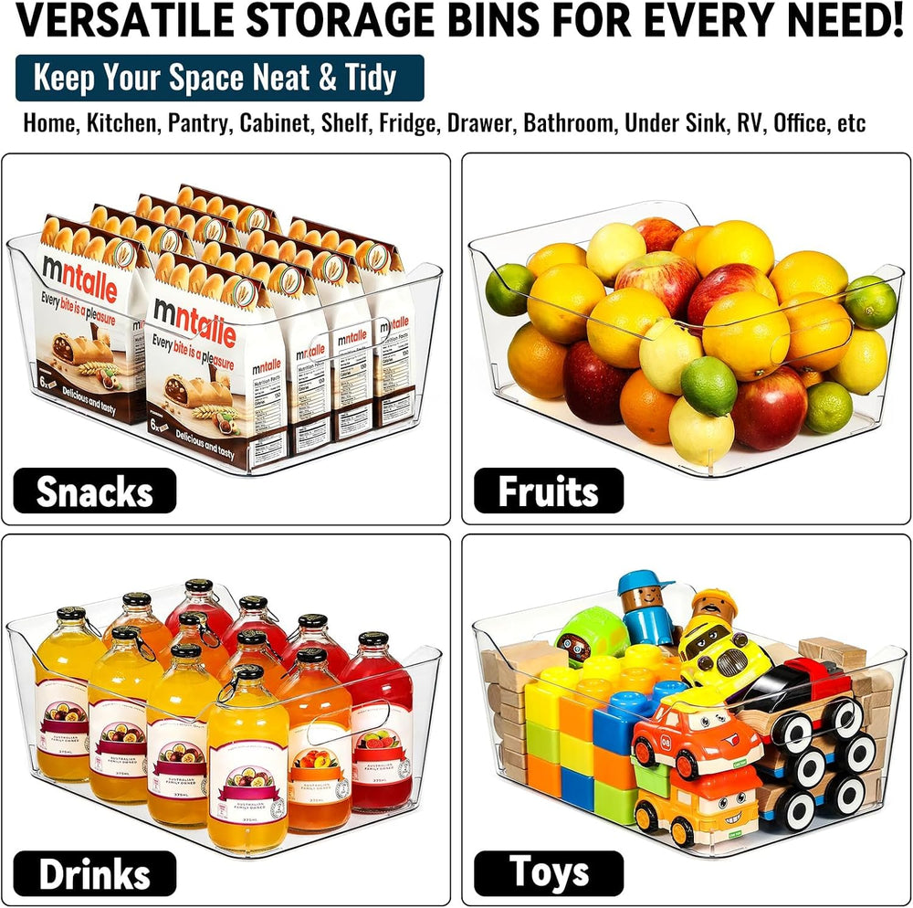 12 PACK Multi-Use Clear Plastic Storage Bins for Organizing w/ Labels - Home,...