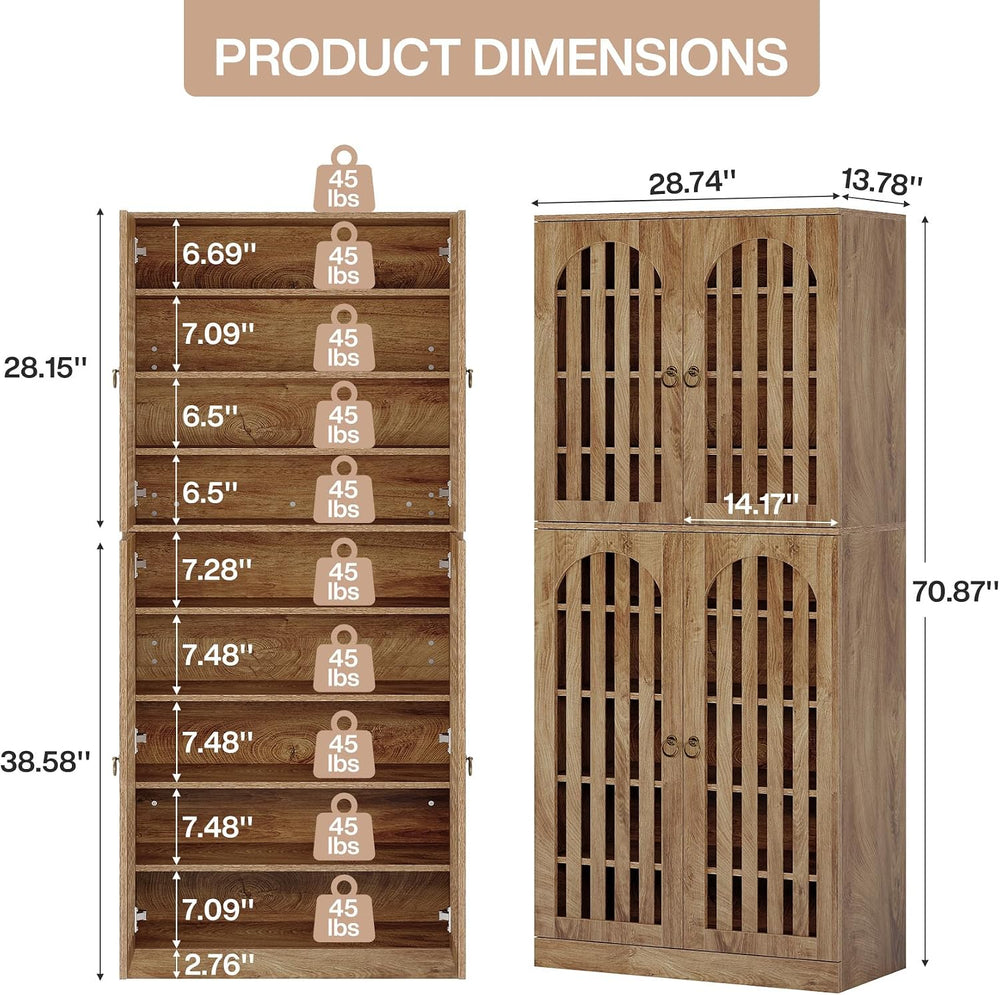 Tribesigns 70.86" Tall Shoe Storage Cabinet with Doors and Shelves, 9-Ti...