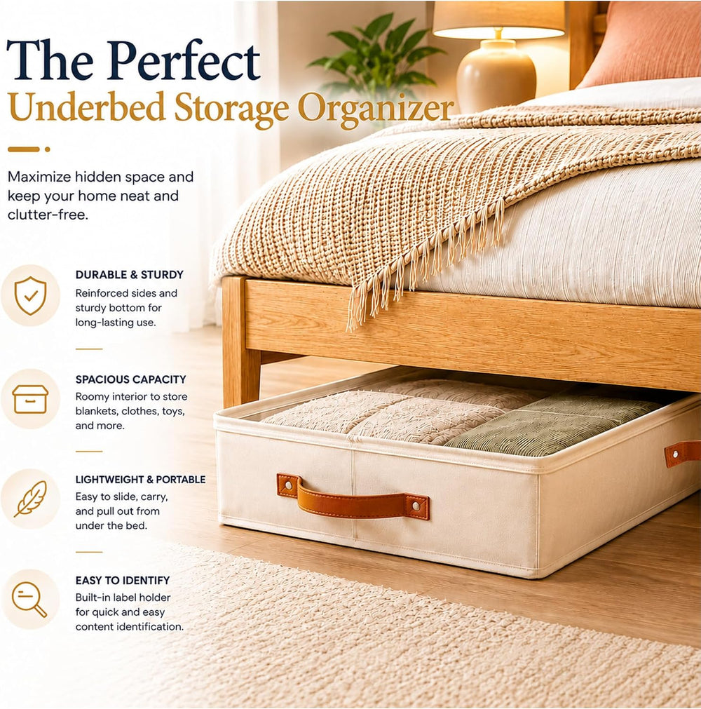 HOMELUX THEORY Under Bed Storage, Medium 2pc with Lid, Ivory