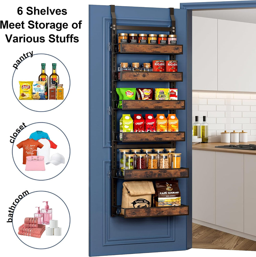 6 Tier Over The Door Pantry Orangizer 2 IN 1 Wall Mounted or Hanging Spice Ra...