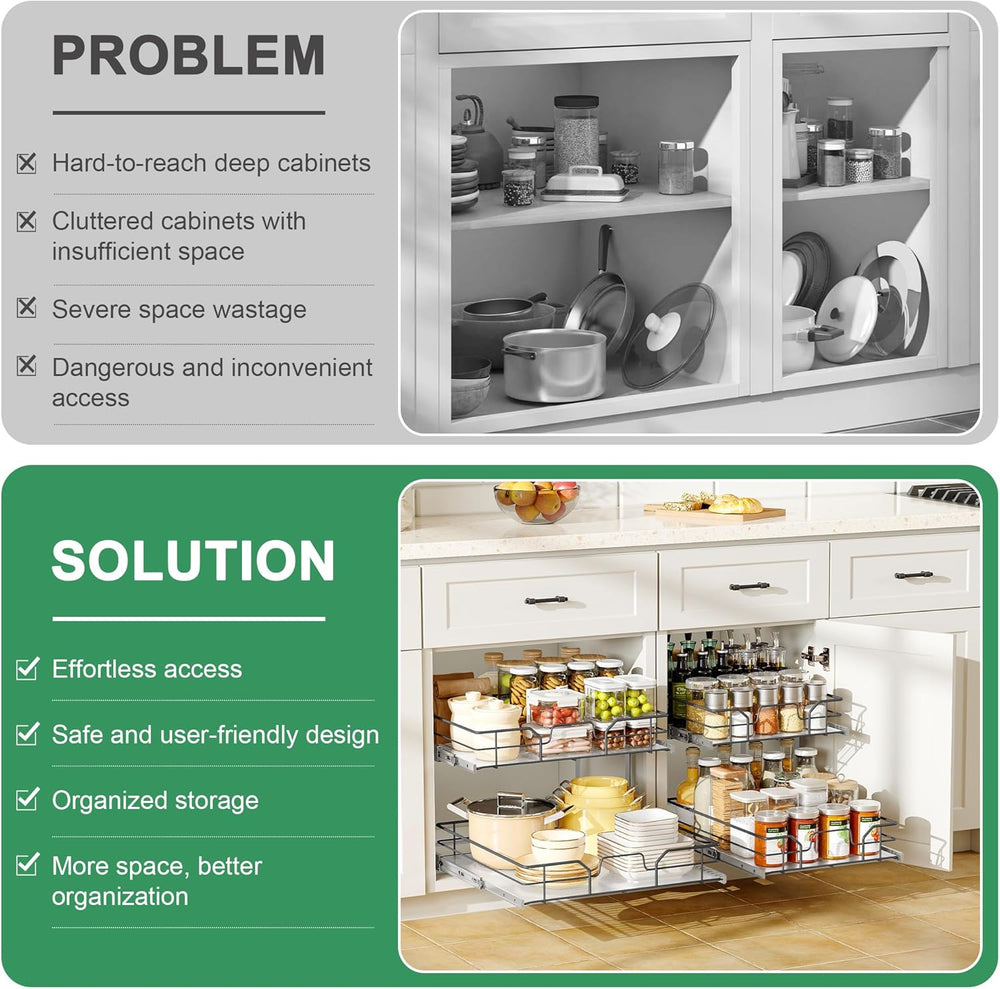 2-Tier Pull Out Cabinet Organizer (20" W x 22" D)