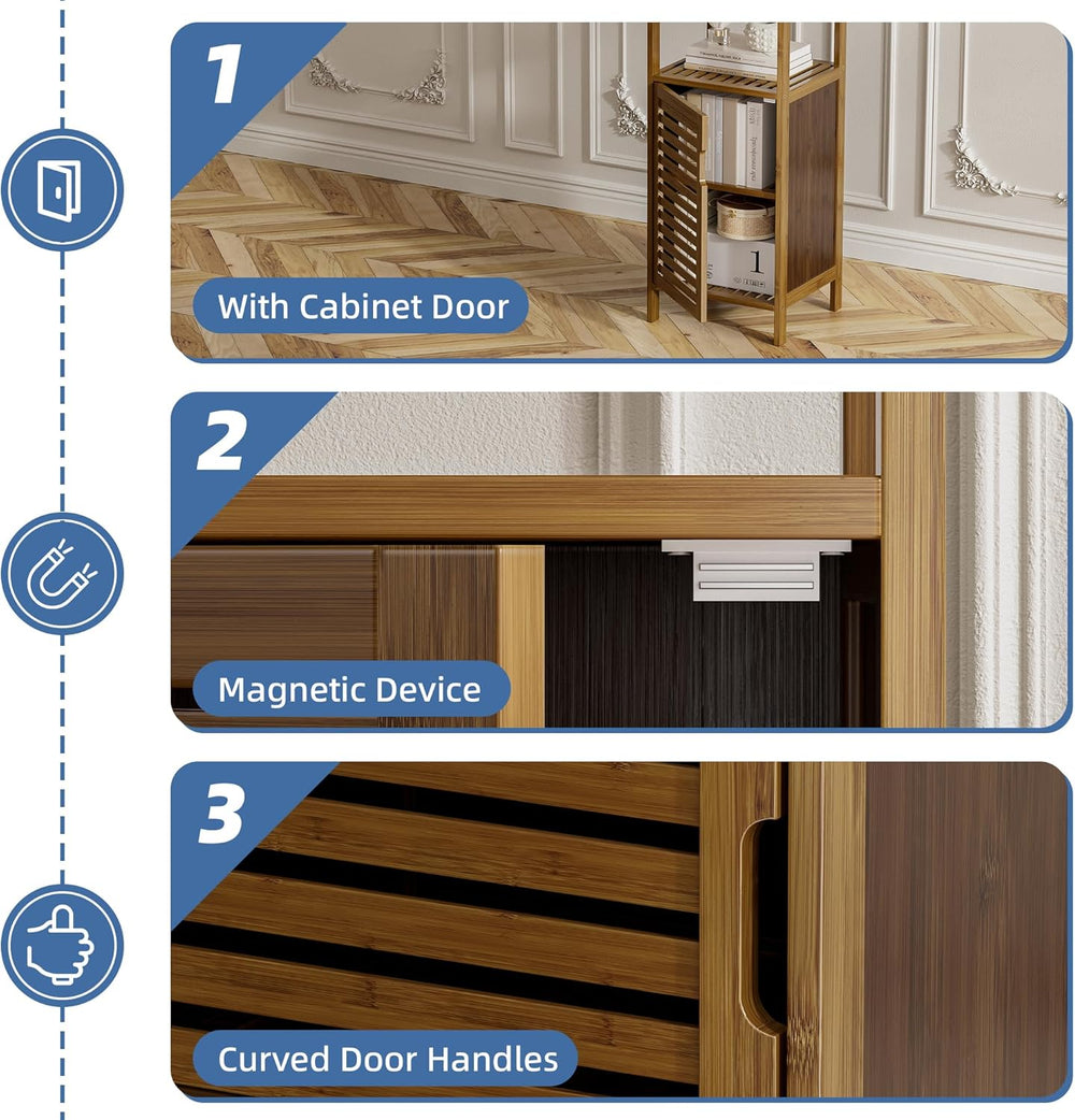 HITNET Bathroom Cabinet, Bamboo Floor Cabinet Free Standing, 4 Tier Sofa Side...