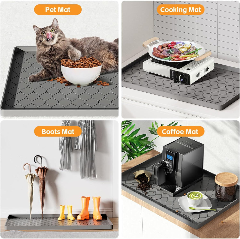 Winisok Waterproof Under Sink Mat 40" x 22", Silicone Mat, Black