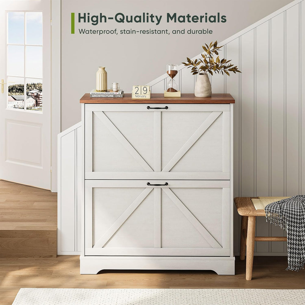 Smart FENDEE Shoe Cabinet, Shoe Storage Cabinet for Entryway with 2 Flip Draw...