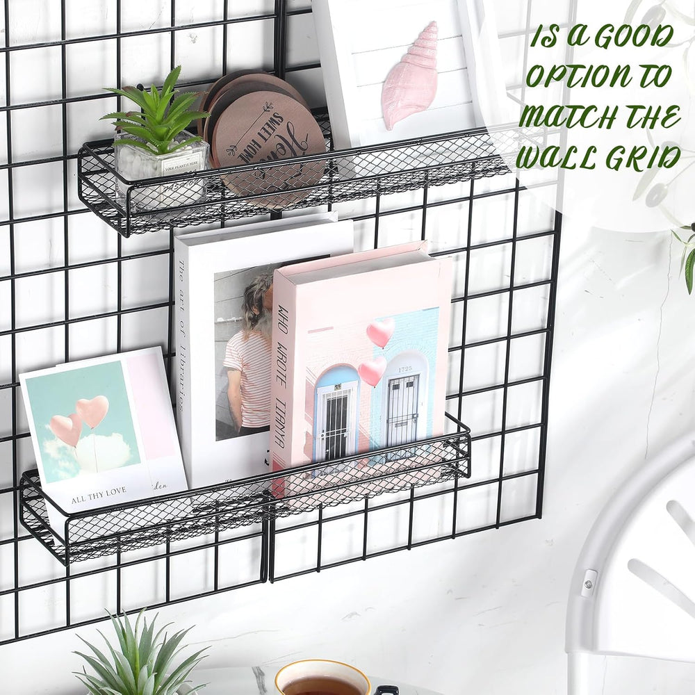 4 Pcs Metal Wire Mesh Basket for Gridwall Black Hanging Wire Mesh Basket with...