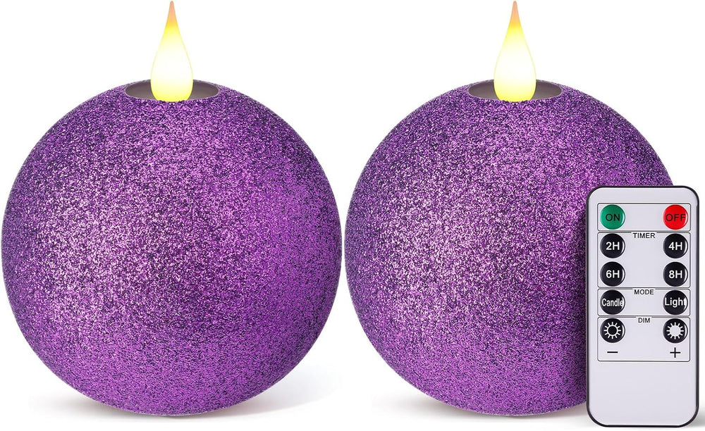 Retisee 2 Pcs Halloween Flameless Candles Real Wax Round with Remote Timer
