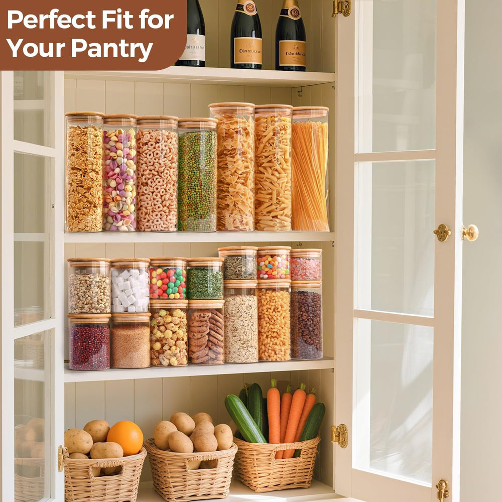 ComSaf Pasta Containers Storage 2 Qt/1.1Qt, 6 Pack Tall Glass Spaghetti Jar