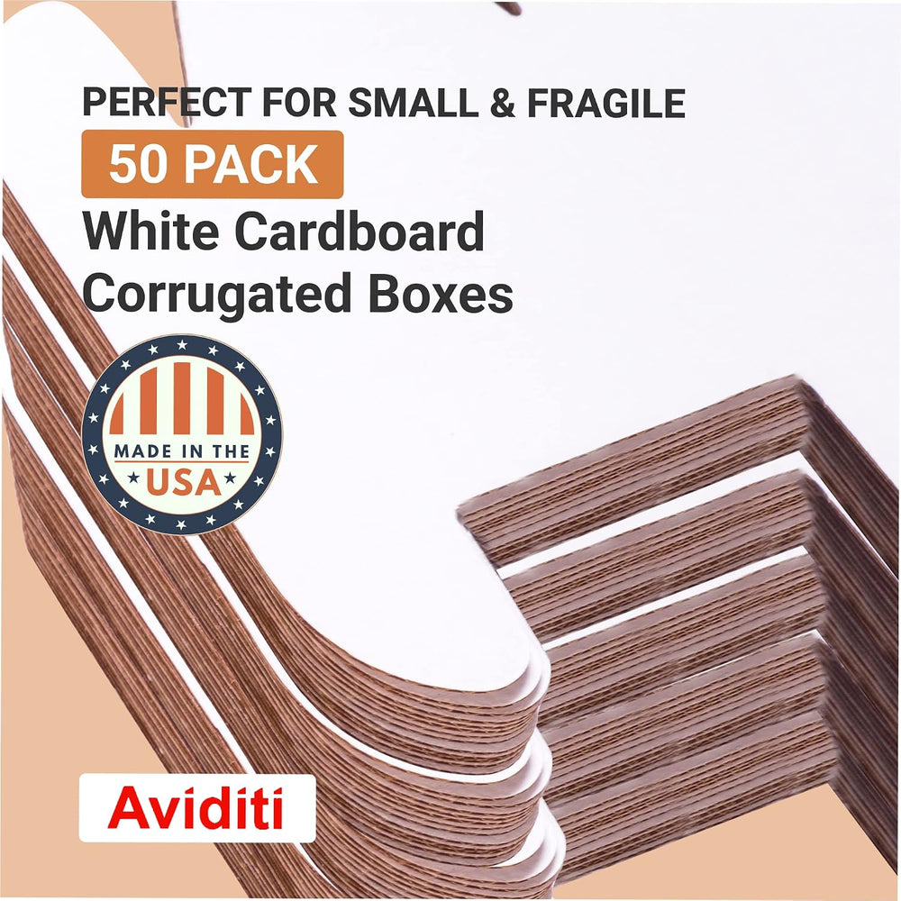 AVIDITI Small Shipping Boxes, 50-Pack | Foldable Corrugated Cardboard Crush-P...