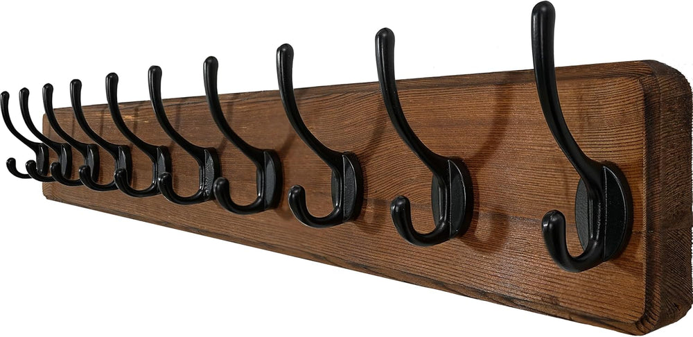 WEBI Rustic Coat Rack Wall Mount,10 Hooks,38 9/16" Long Coat Hooks Wall ...