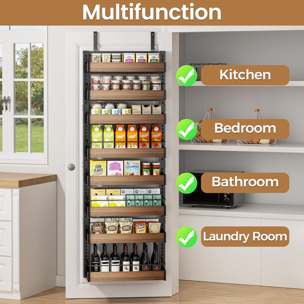 POKIPO 8 Tier Over The Door Pantry Organizer, 2 IN 1 Wall Mount or Hanging Sp...