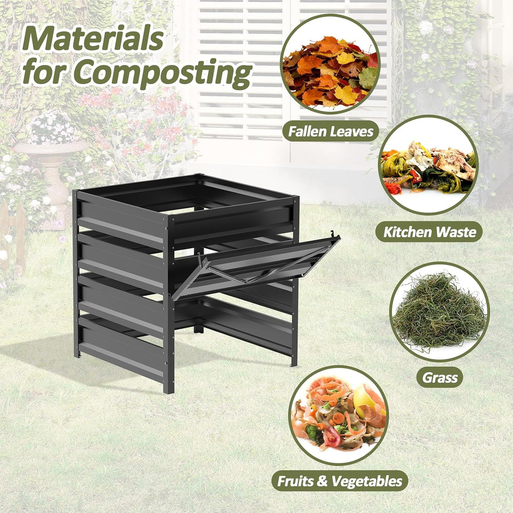 Compost Bin Outdoor -170 Gallon Composter with Rust-Proof Coating, Painted Fi...