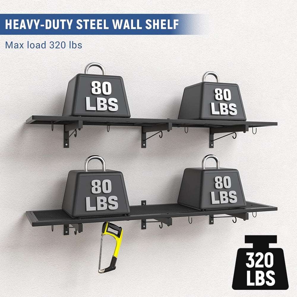 2 Pack Garage Wall Shelf, Heavy Duty Garage Shelving, 46"X 12.5" Wa...