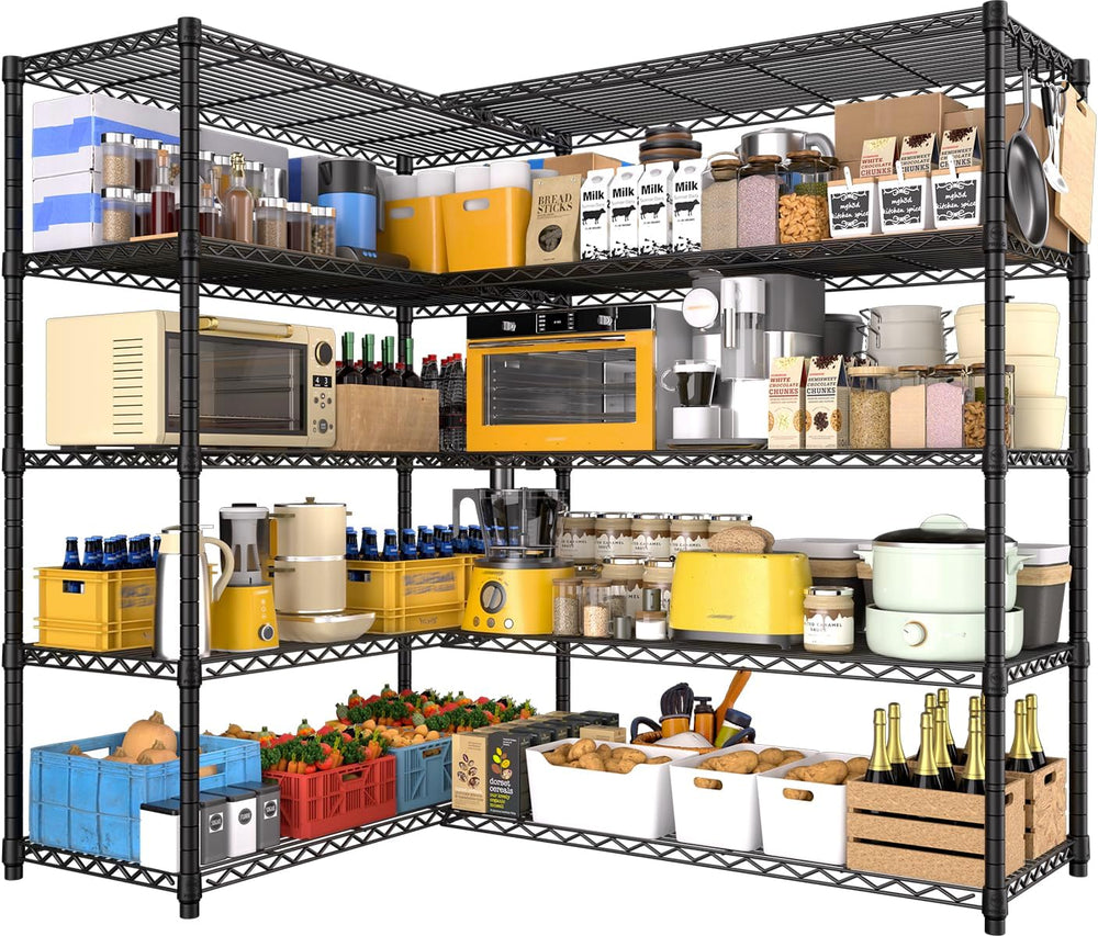 PrimeZone Heavy Duty Shelving Corner Shelves Pantry Shelving l Shaped Shelf