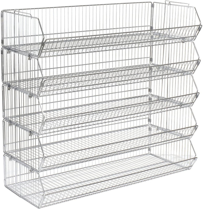 Global Industrial Five-Tier Interlocking Modular Wire Frame Stacking Bin