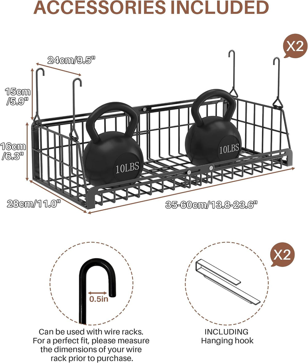 2 Pack Hanging Laundry Basket Organizer Closet Hanging Organizer, Black
