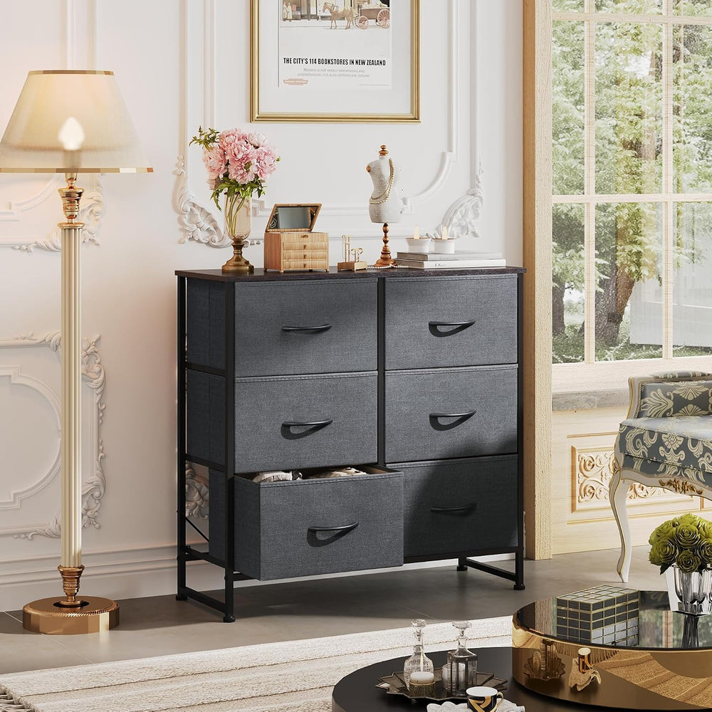 WLIVE Dresser for Bedroom with 6 Drawers, Dark Grey