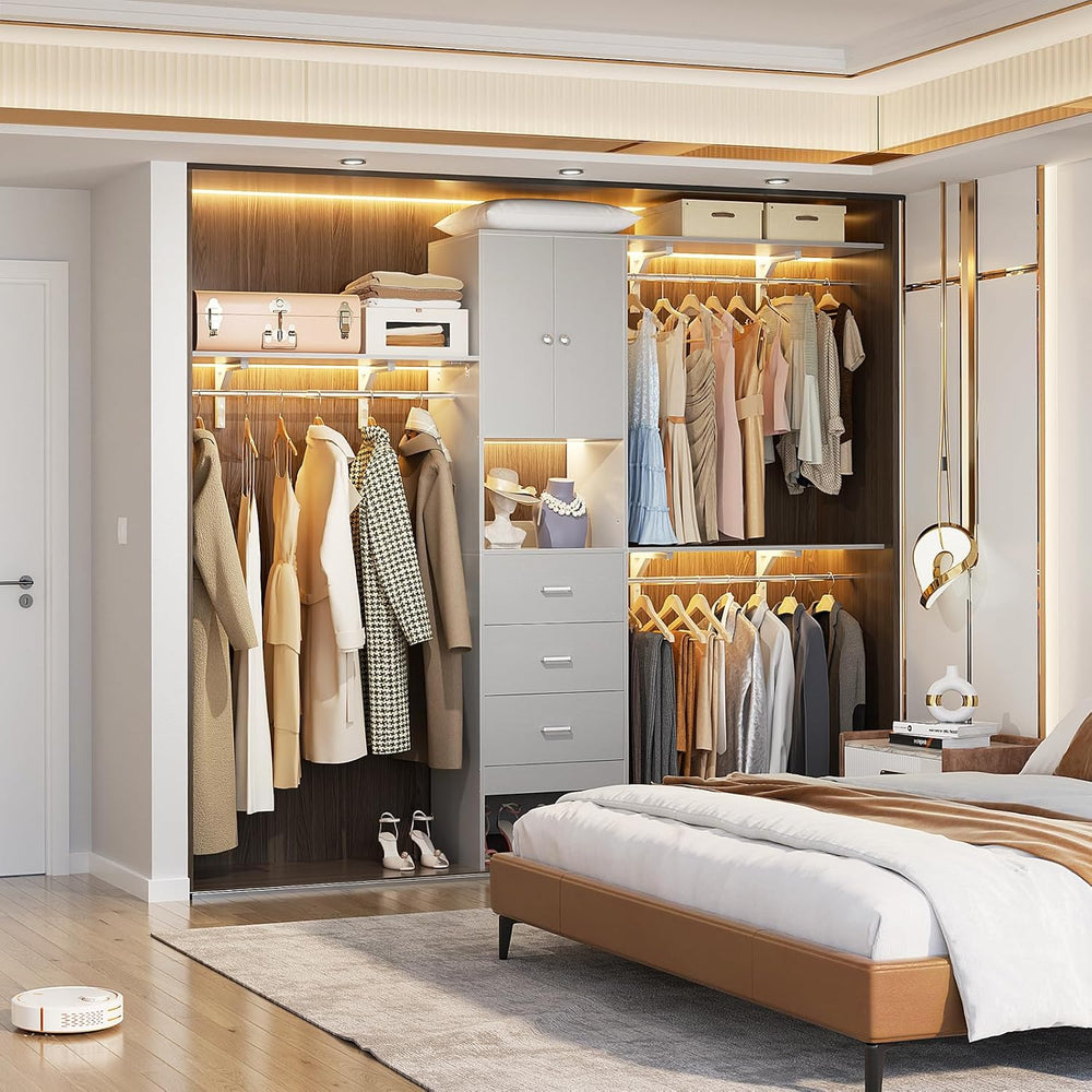 Armocity 96 Inches Closet System with Doors, 8FT Walk In Closet Organizer wit...
