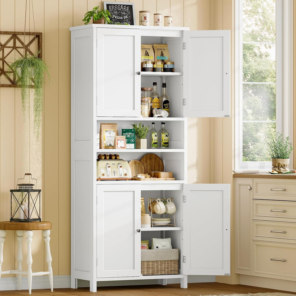 TEENFON 66.9" H Tall Bathroom Storage Cabinet with 4 Doors & 2 Open ...
