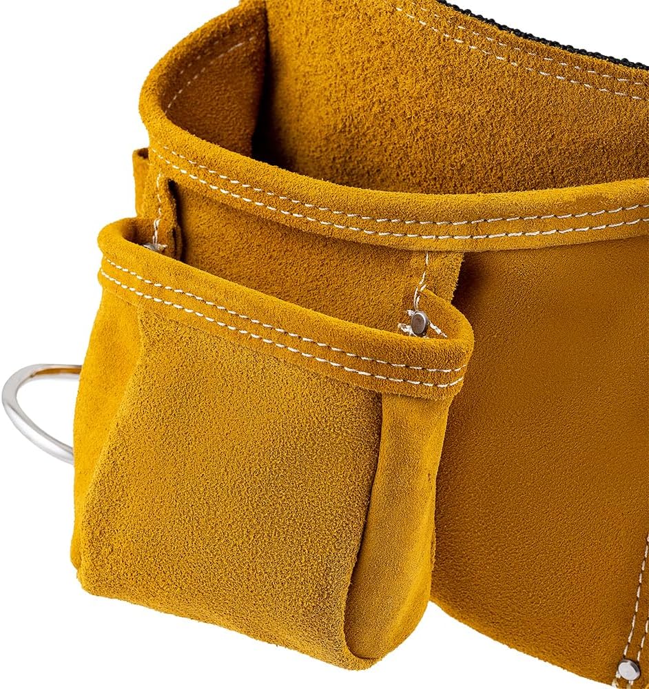 Bucket Boss 3 Tool Bag Suede Leather Tool Apron Tool Belt, with Sewn-On Belt ...