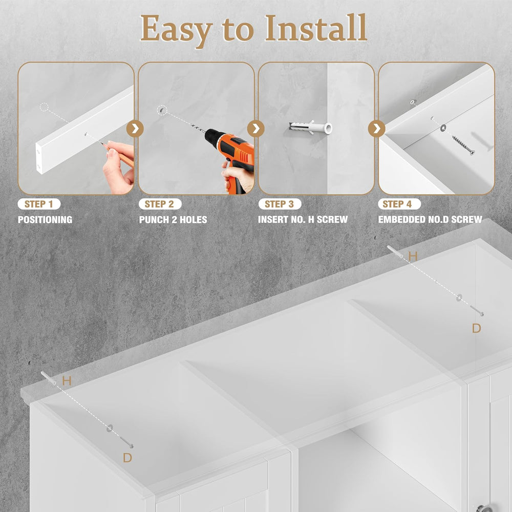 Keehusux 11.8"D x 31.5"W Bathroom Wall Cabinet with Doors and Hooks...