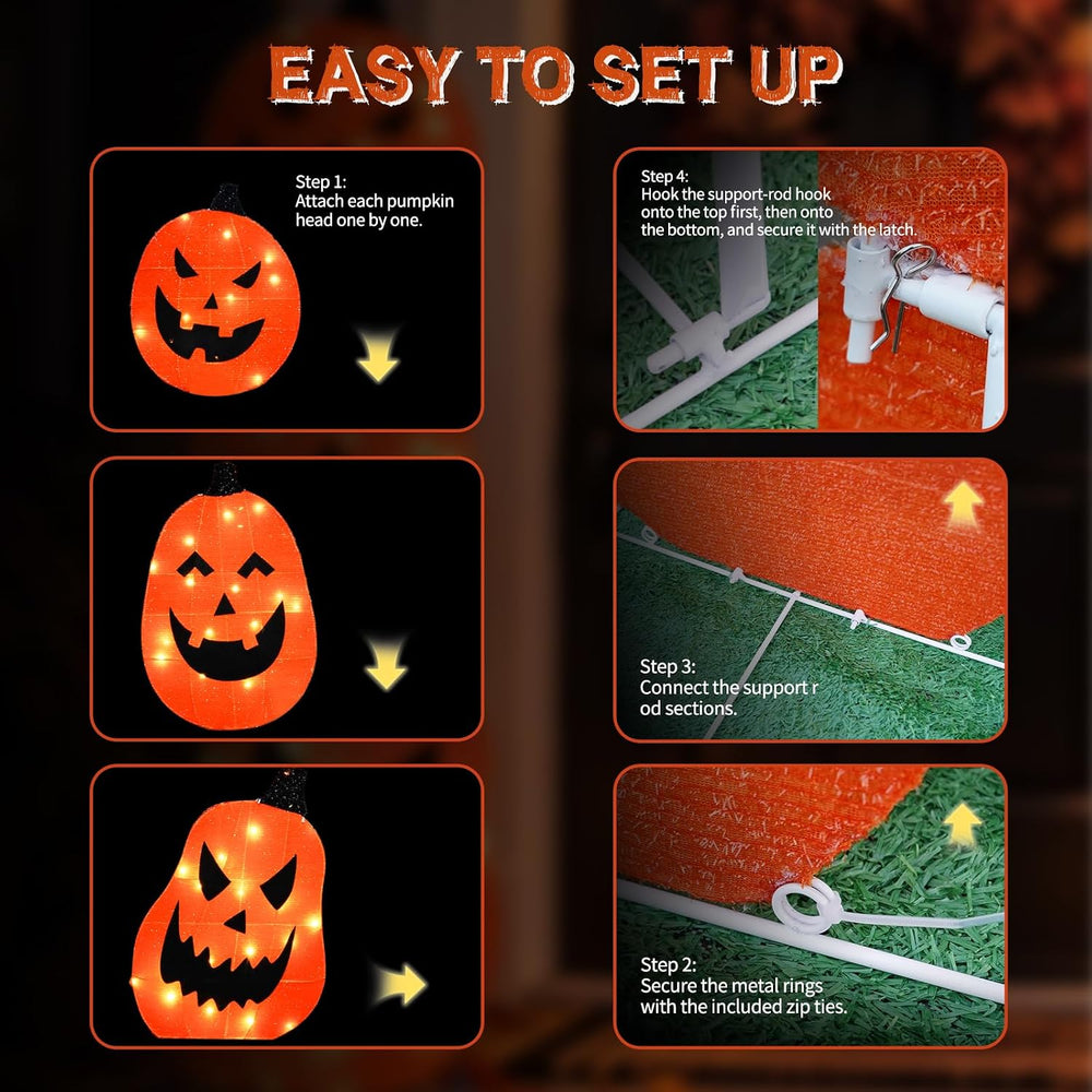 5FT Light Up Pumpkin Halloween Decorations Outdoor, 45 Lights