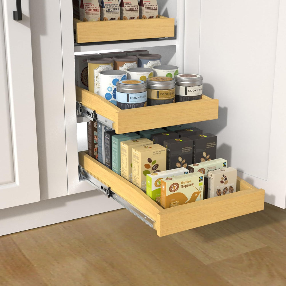 Wooden Pull out Cabinet Organizer 11" W x 21" D x 3.35" H, Hea...