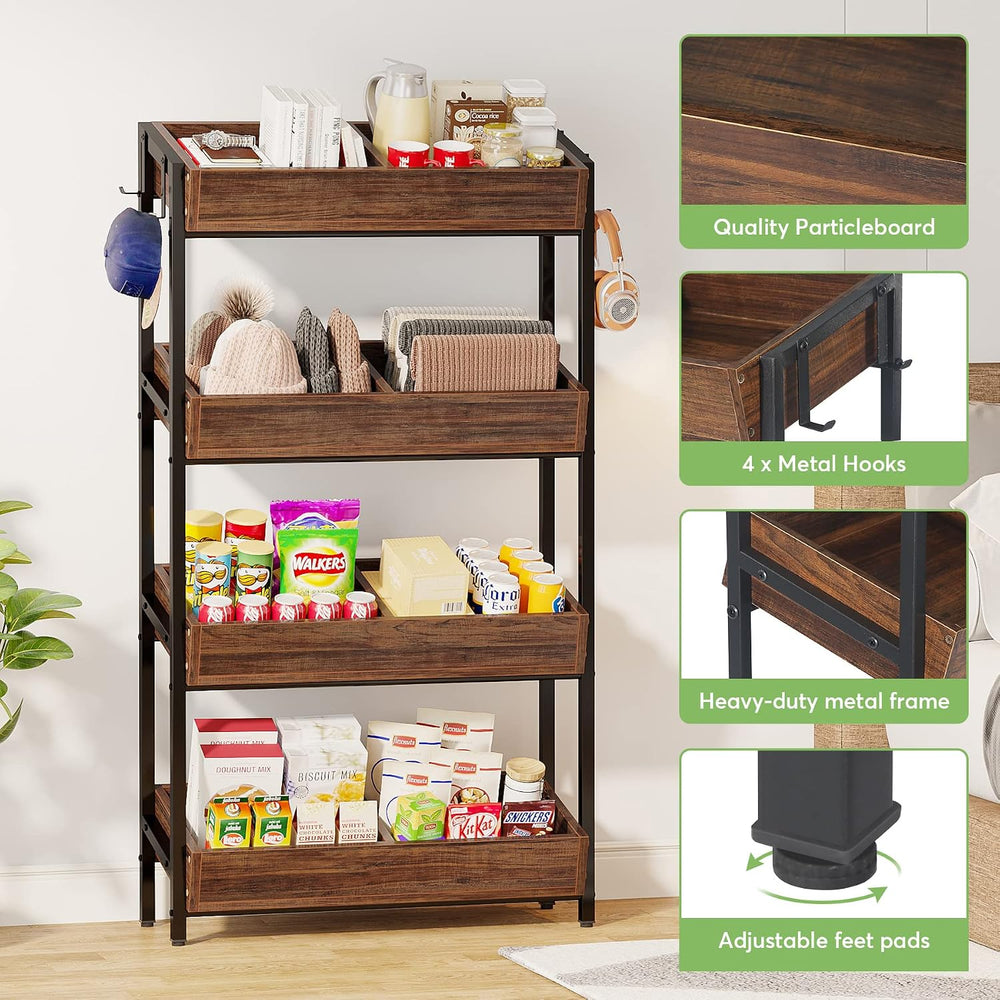 Tribesigns Wood Fruit and Vegetable Basket Stand Rack for Kitchen, Office, St...