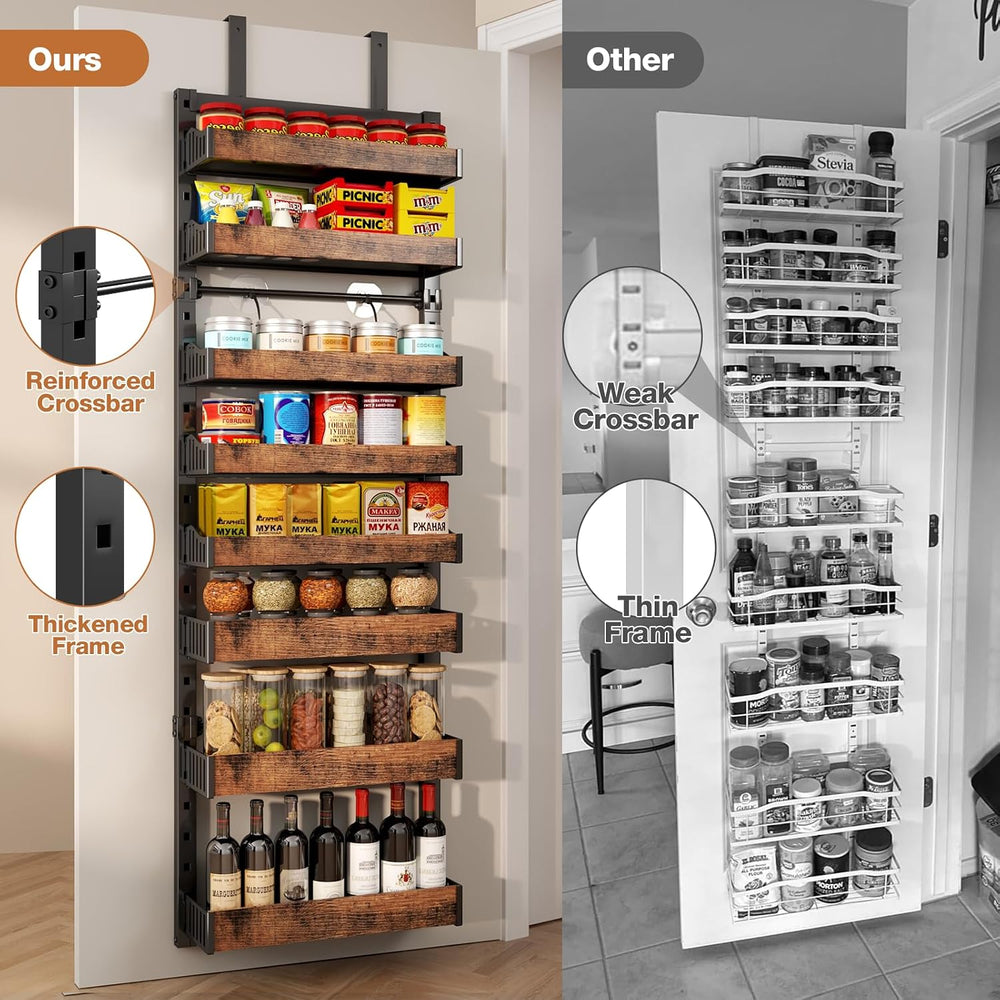 8-Tier Over The Door Pantry Organizer, Heavy-Duty Metal Wall Mount or Hanging...
