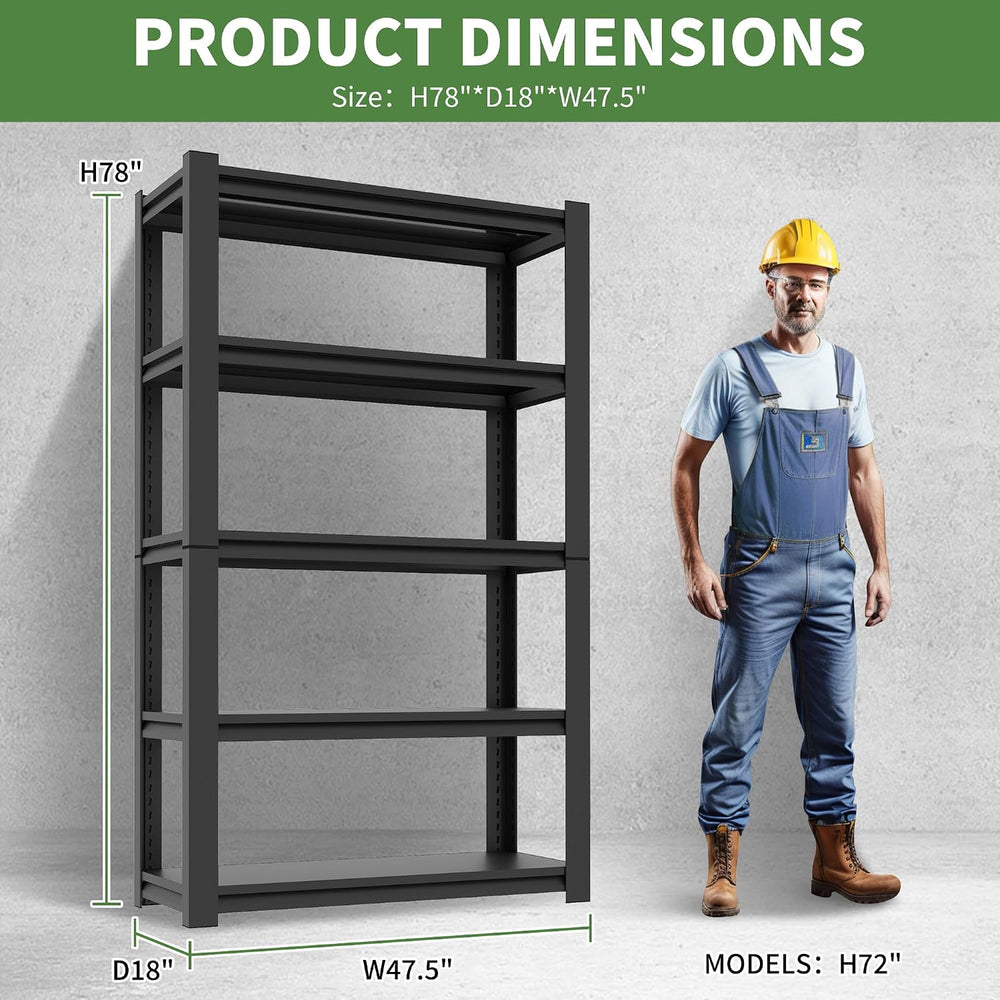 Garage Shelves, 3000Lbs Garage Shelving Heavy Duty, 78" H 5 Tier Adjusta...