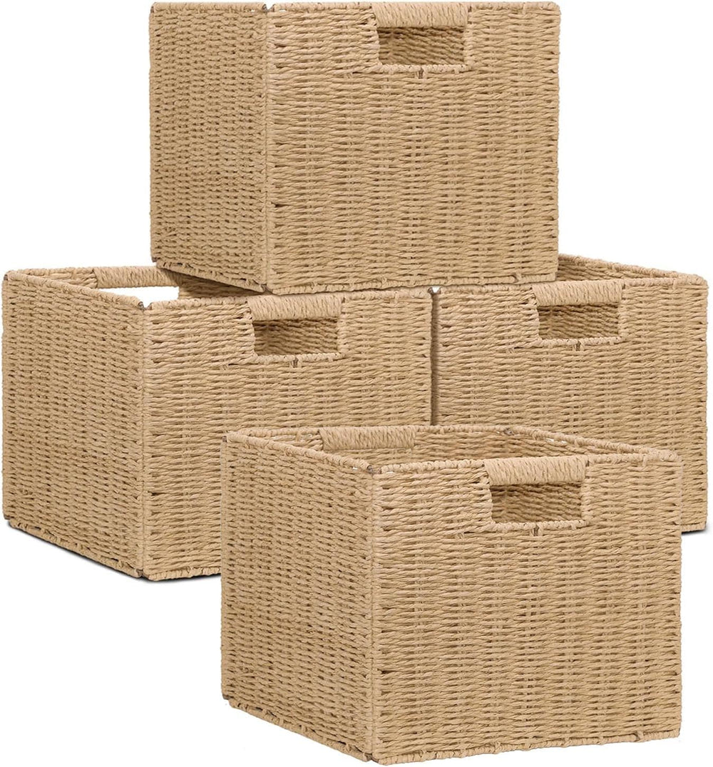 4Pcs Cube Storage Bin,Collapsible Storage Basket, Shelf Organizer with Insert...
