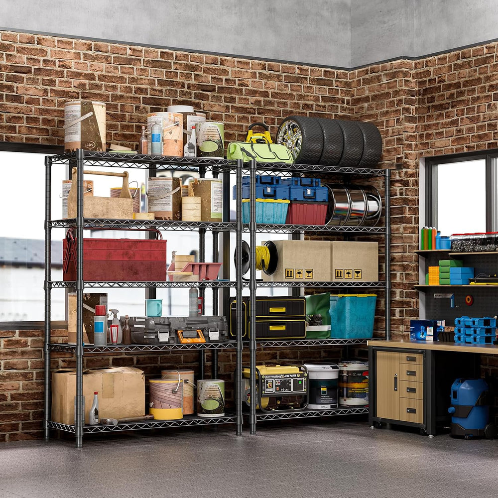 5 Tier 72"in Height 1750 LBS Garage Steel Wire Shelving for Pantry, Laundry