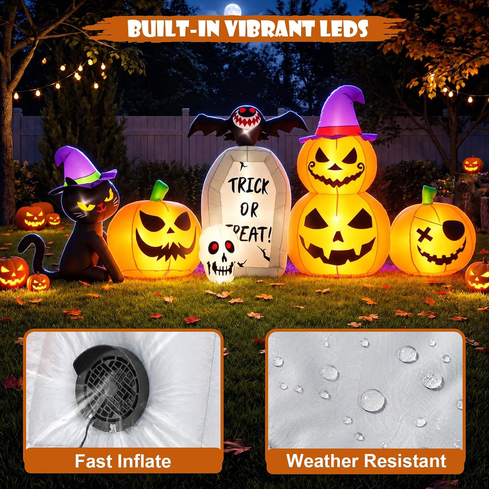 8FT Halloween Inflatable Pumpkin Outdoor Decor with LED Lights