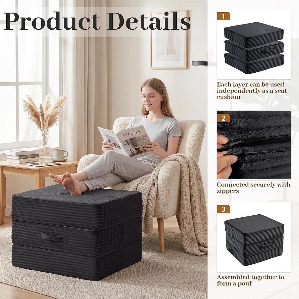 HOMBYS Modular Pouf Ottoman Foot Rest 25.6", Large Floor Cushion