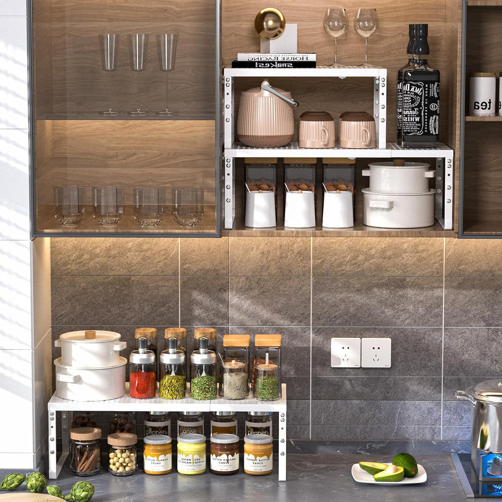 Cabinet Shelf,Expandable Adjustable Stackable Kitchen Organizer,for cabinets,...