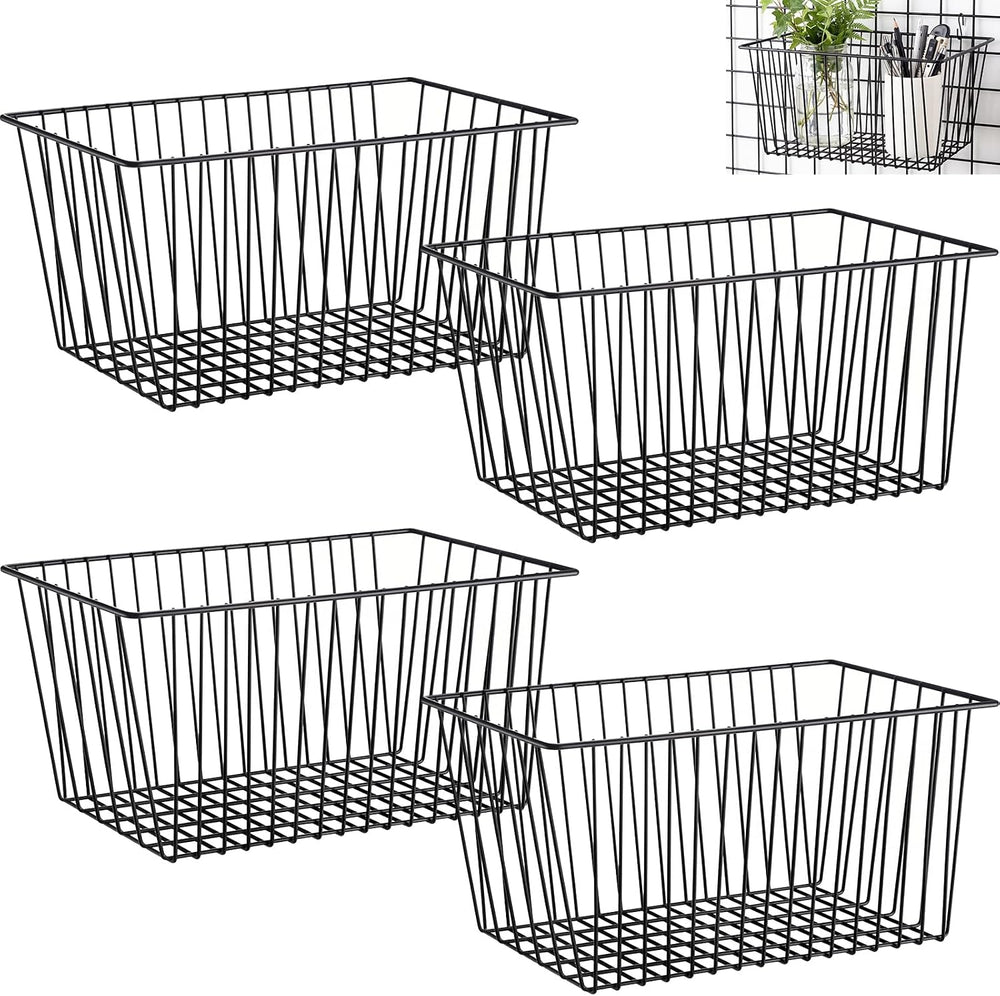 4pcs Hanging Wire Basket Set with S Hooks, 10.8''x7.8''x5.6&#...